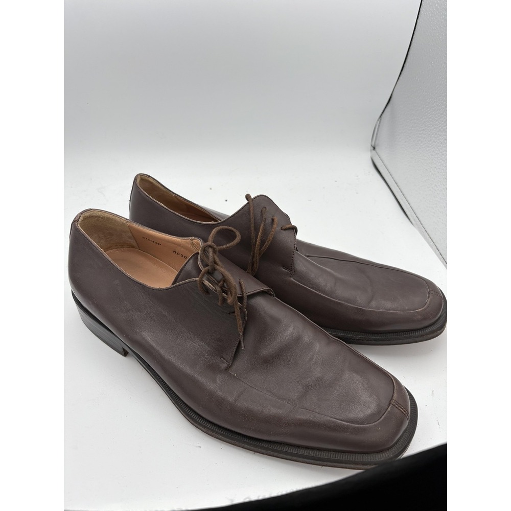 Bruno Magli Shoes Mens Size 11.5 Brown Leather Square Toe Dress Handmade Italy